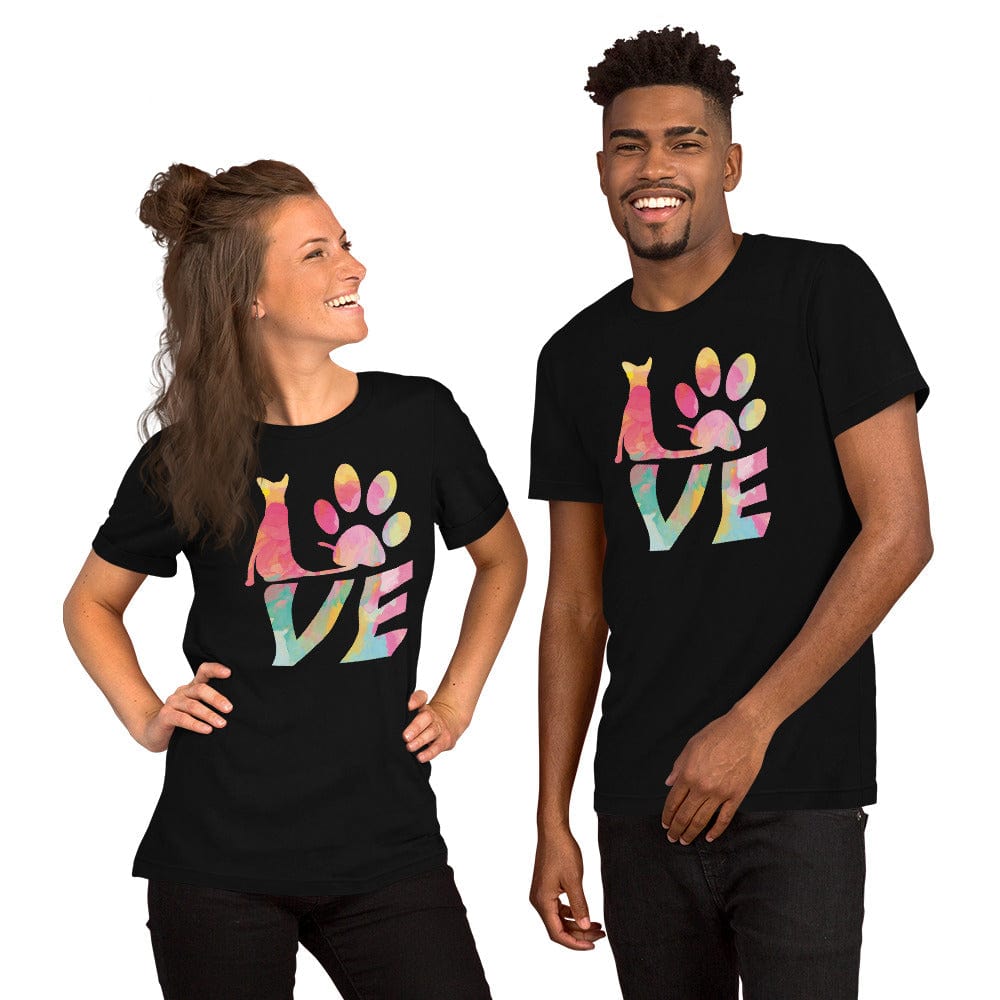 Shop Cat 。Paw 。 Love 。 Pastel Color Graphic Short-Sleeve Unisex Tee T-Shirt, Tees, USA Boutique