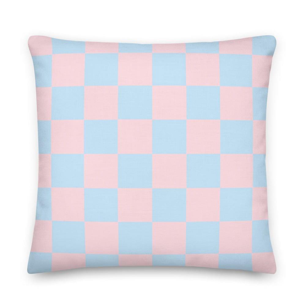 Check Pattern Pastel Pink & Blue Geometric Decorative Throw Pillow Cushion, Pillow, $ 71.50, A Moment Of Now™