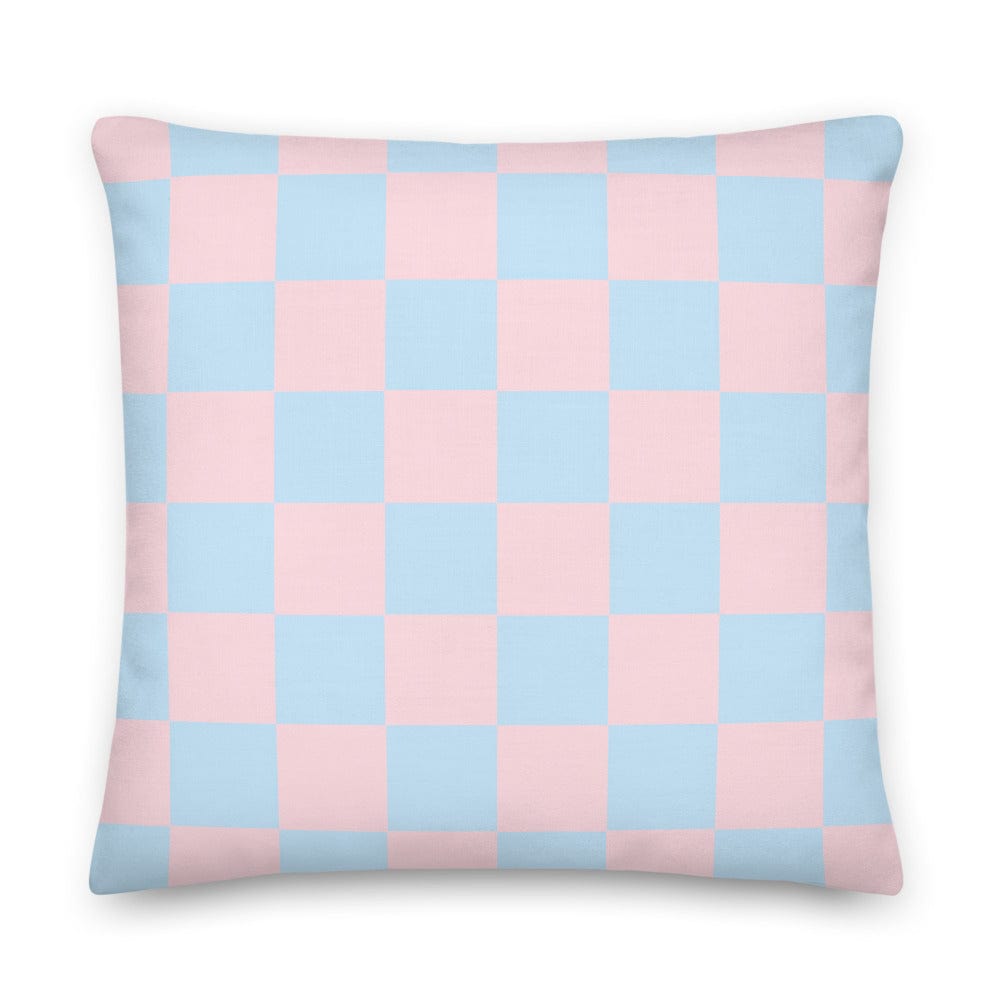 Shop Check Pattern Pastel Pink & Blue Geometric Decorative Throw Pillow Cushion, Pillow, USA Boutique