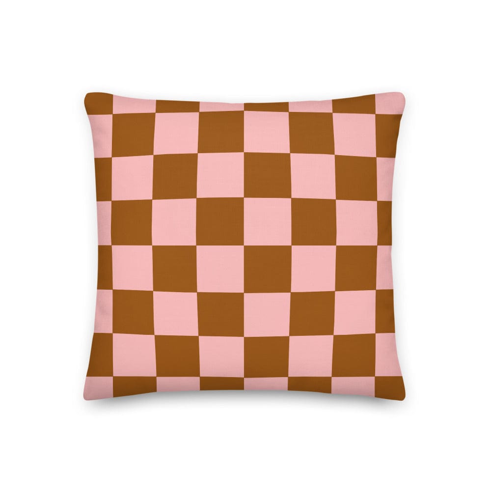 Shop Check Pattern Pink & Brown Geometric Decorative Throw Pillow Cushion, Pillow, USA Boutique