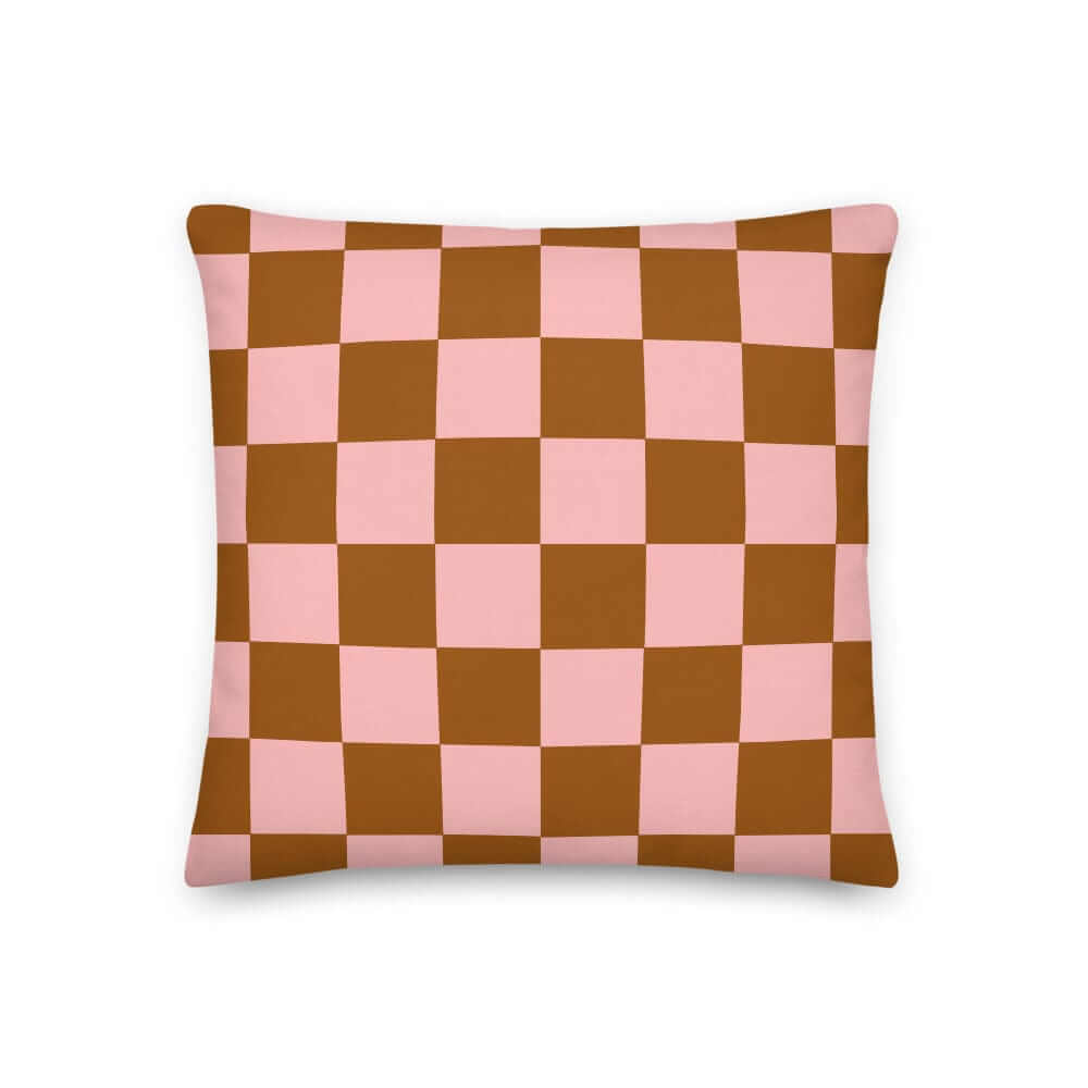 Check Pattern Pink & Brown Geometric Decorative Throw Pillow Cushion, Pillow, $ 64.50, A Moment Of Now™
