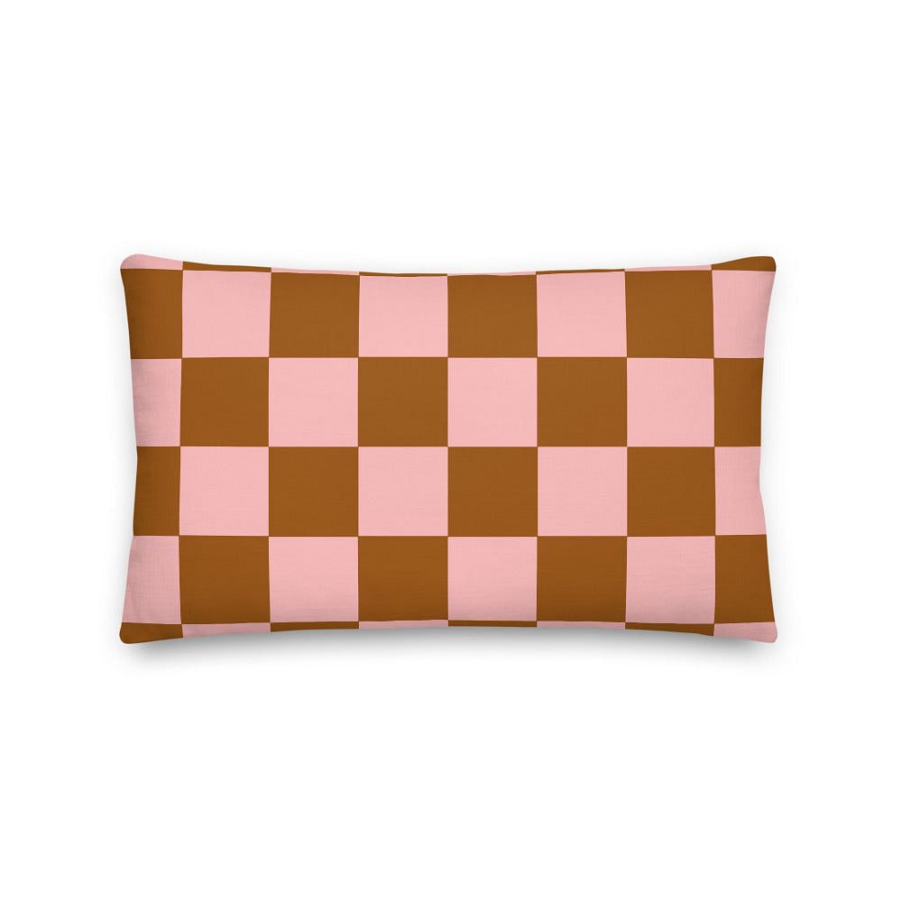 Shop Check Pattern Pink & Brown Geometric Decorative Throw Pillow Cushion, Pillow, USA Boutique