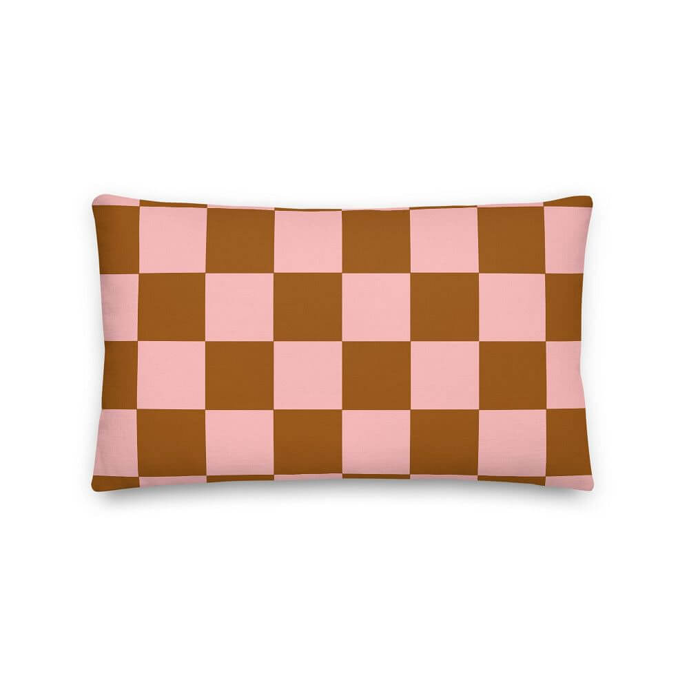 Check Pattern Pink & Brown Geometric Decorative Throw Pillow Cushion, Pillow, $ 64.50, A Moment Of Now™