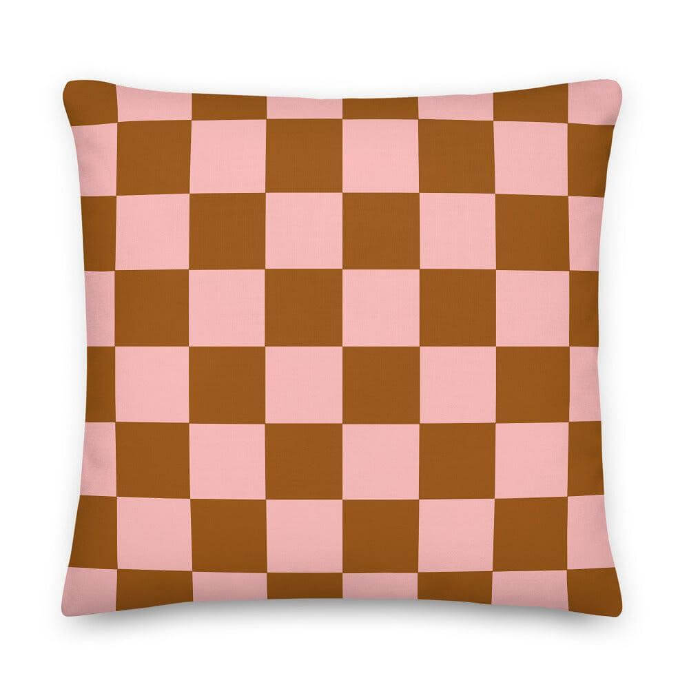 Check Pattern Pink & Brown Geometric Decorative Throw Pillow Cushion, Pillow, $ 71.50, A Moment Of Now™