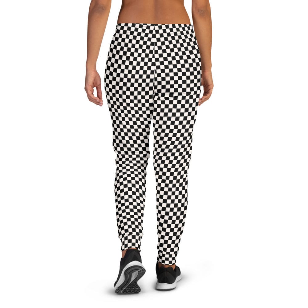 Shop Checker Pattern Black & White Women's Joggers, Joggers, USA Boutique