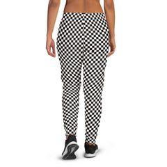 Shop Checker Pattern Black & White Women's Joggers, Joggers, USA Boutique