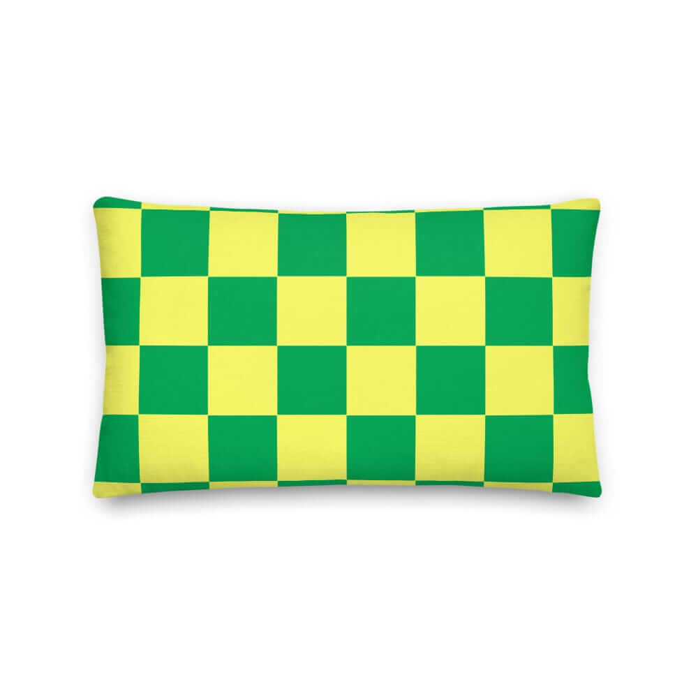 Checker Pattern Yellow & Green Geometric Decorative Throw Pillow Cushion, Pillow, $ 64.50, A Moment Of Now™