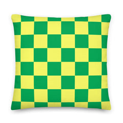 Shop Checker Pattern Yellow & Green Geometric Decorative Throw Pillow Cushion, Pillow, USA Boutique