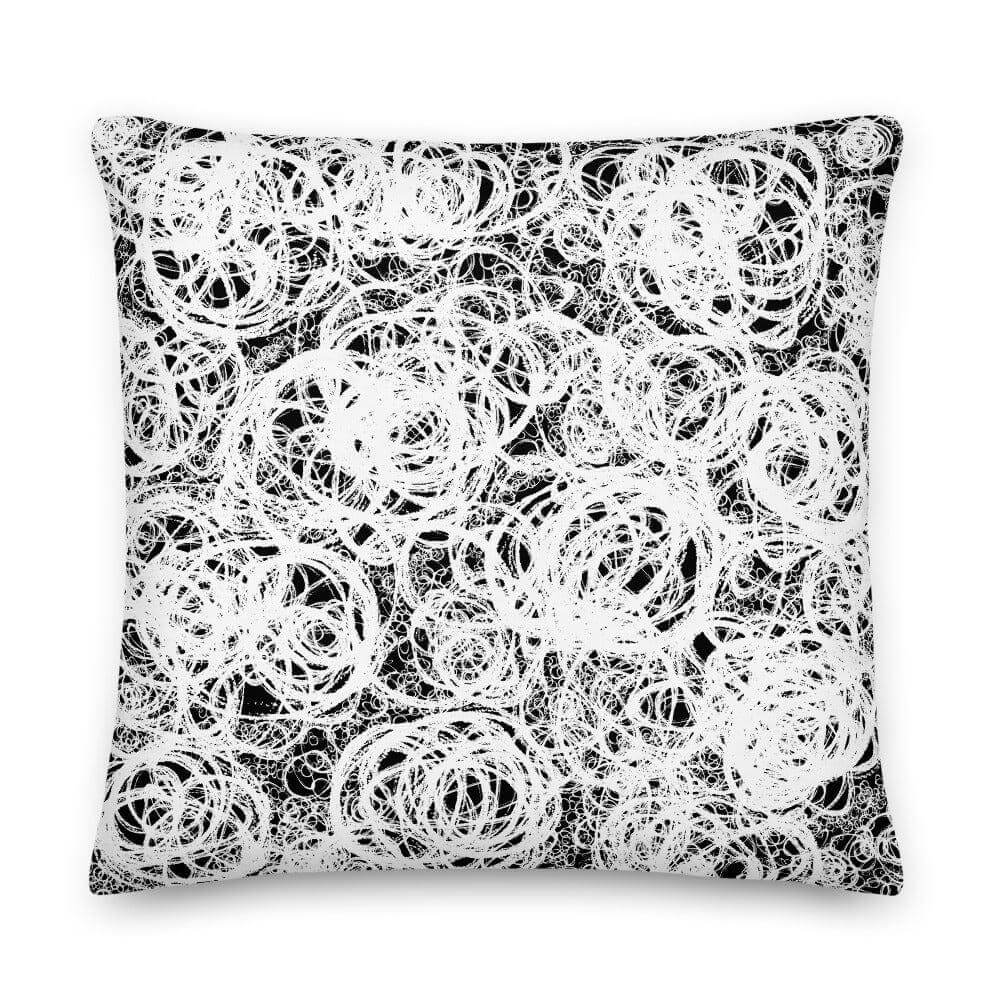 Shop Cherise Abstract Scribble Art Decorative Throw Pillow Accent Cushion - White, Pillow, USA Boutique