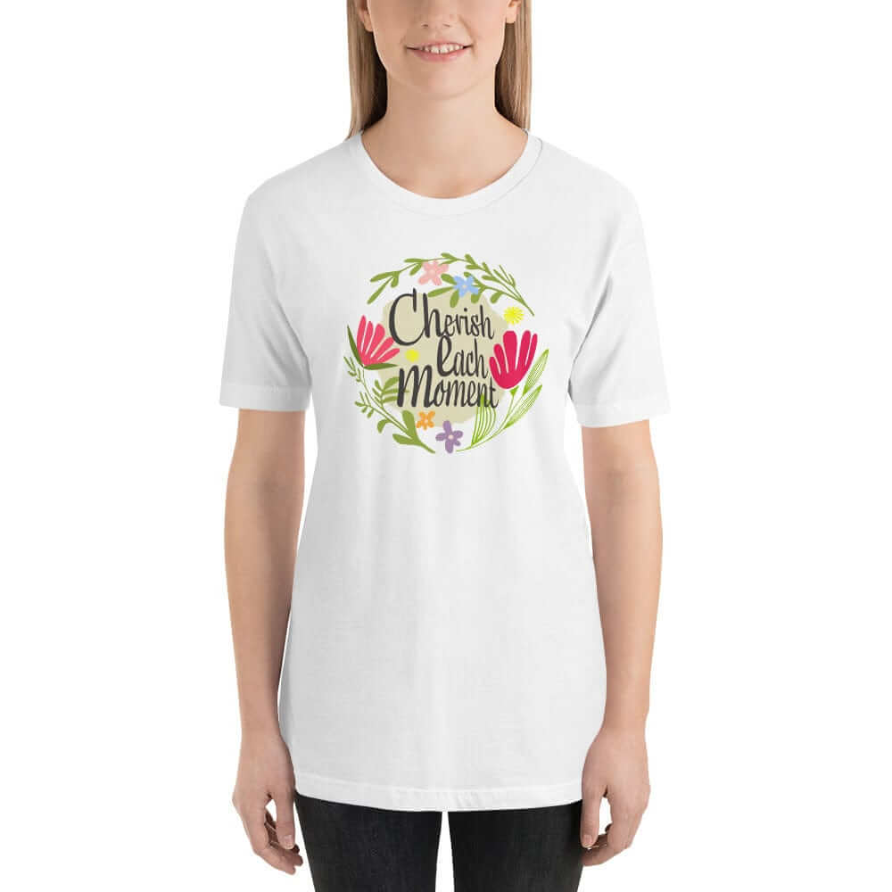 Cherish Each Moment Spring Flower Short-Sleeve Unisex T-Shirt, T-shirts, $ 34.00, A Moment Of Now™