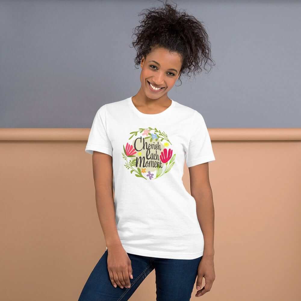 Cherish Each Moment Spring Flower Short-Sleeve Unisex T-Shirt, T-shirts, $ 34.00, A Moment Of Now™