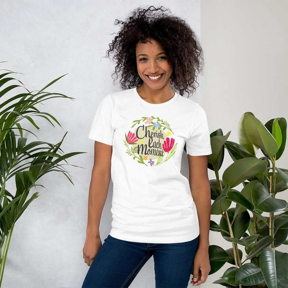 Cherish Each Moment Spring Flower Short-Sleeve Unisex T-Shirt, T-shirts, $ 34.00, A Moment Of Now™