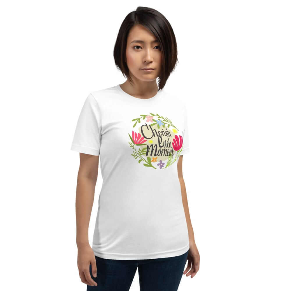 Cherish Each Moment Spring Flower Short-Sleeve Unisex T-Shirt, T-shirts, $ 34.00, A Moment Of Now™