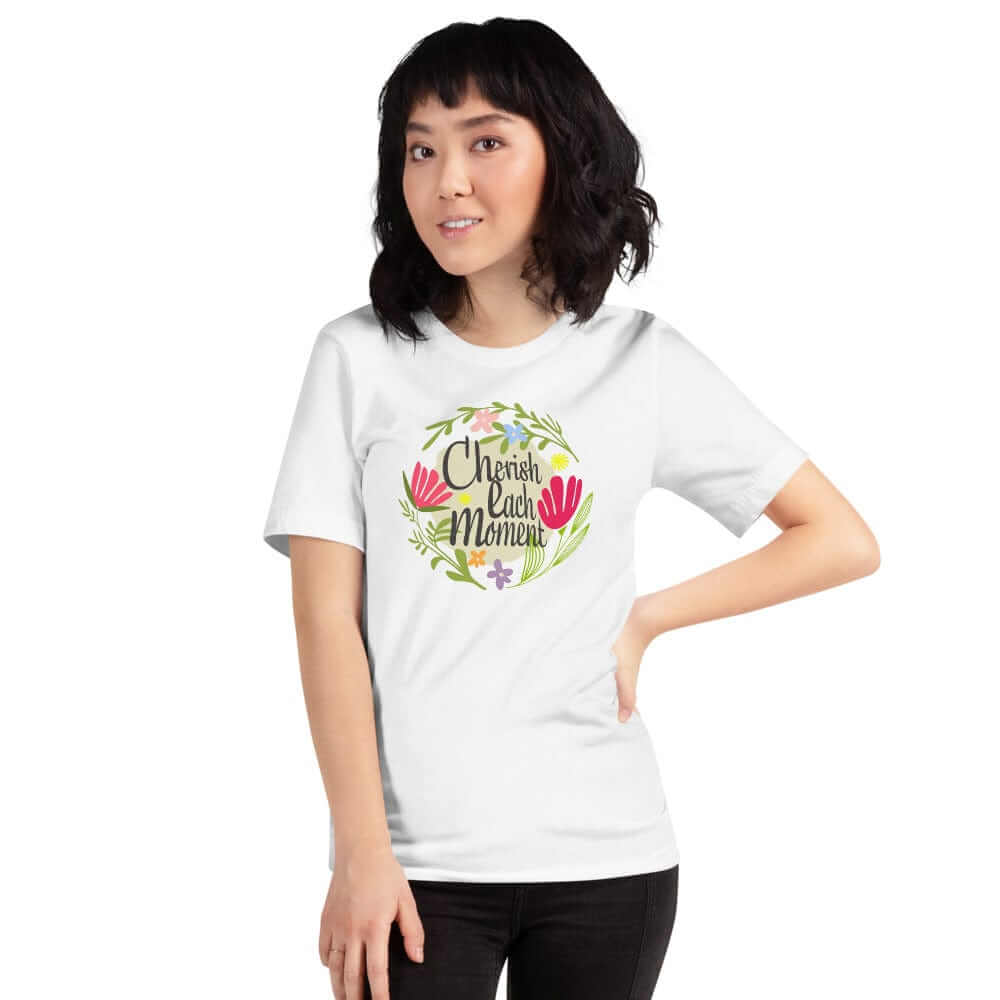 Cherish Each Moment Spring Flower Short-Sleeve Unisex T-Shirt, T-shirts, $ 34.00, A Moment Of Now™