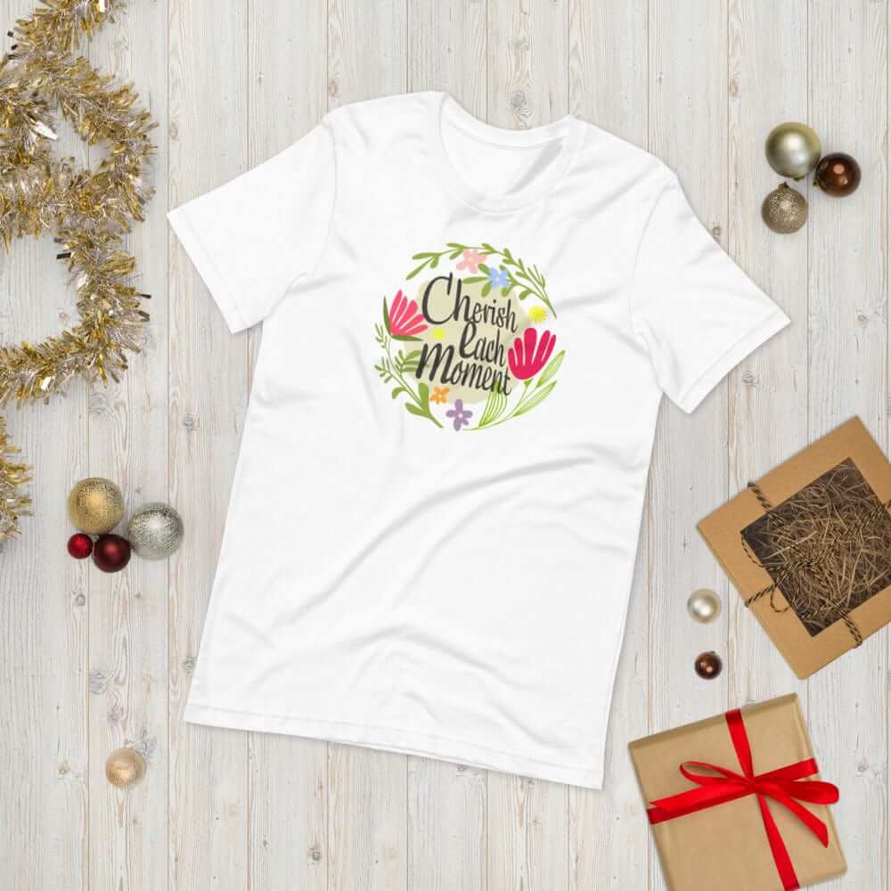 Cherish Each Moment Spring Flower Short-Sleeve Unisex T-Shirt, T-shirts, $ 34.00, A Moment Of Now™