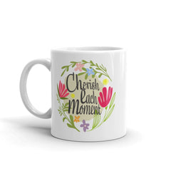 Shop Cherish Each Moment Spring Flowers Hygge Lifestyle Inspirational Quote Coffee Tea Cup Mug, , USA Boutique