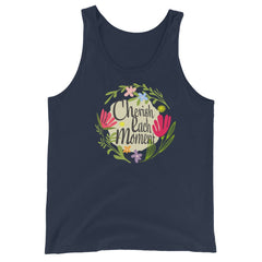 Shop Cherish Each Moment Spring Flowers Hygge Lifestyle Inspirational Quote Unisex Tank Top, Tank Top, USA Boutique