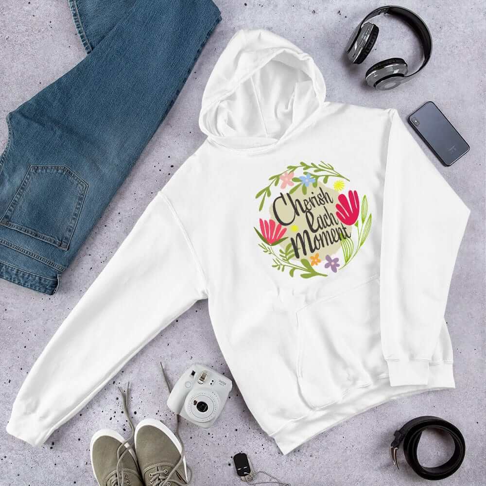 Cherish Each Moment Spring Flowers Unisex Hoodie, Hoodie, $ 41.50, A Moment Of Now™