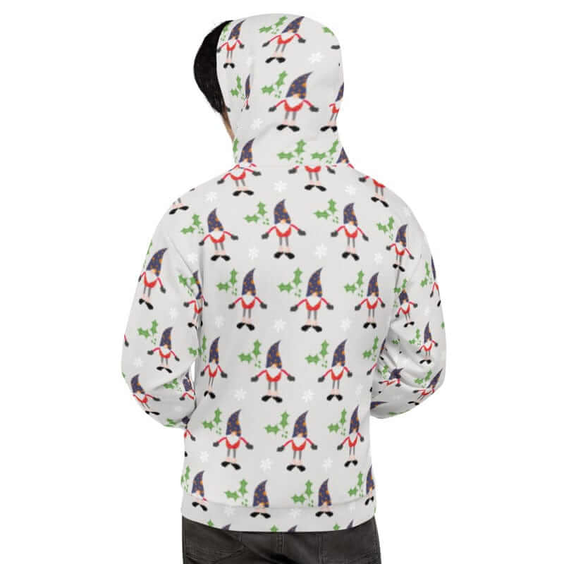Christmas Holiday Gnome Pattern Ugly Sweatshirt Light Grey Unisex Hoodie, Hoodie, $ 80.00, A Moment Of Now™