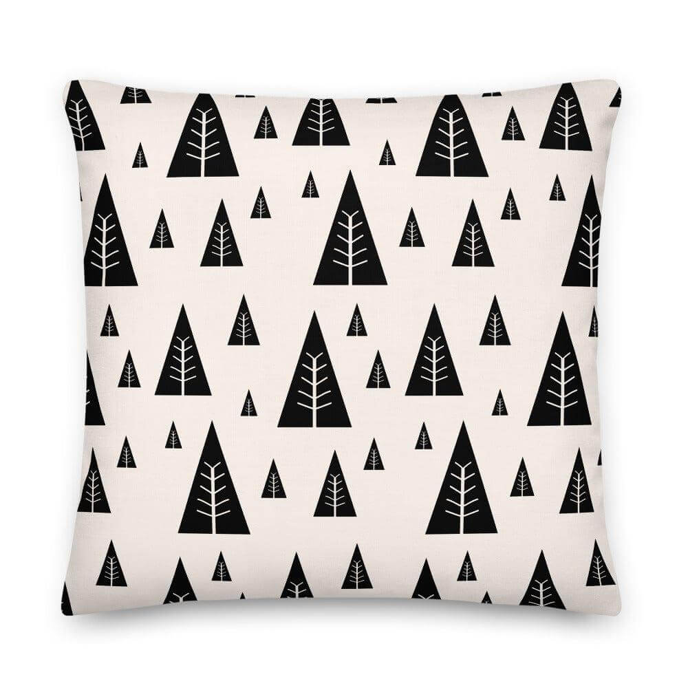 Christmas Holiday Tree Pattern Black Decorative Throw Pillow Cushion, A Moment Of Now, $ 71.50