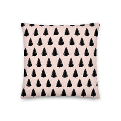 Shop Christmas Tree Holiday Black Light Pink Decorative Throw Pillow Cushion, Pillow, USA Boutique