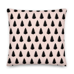 Shop Christmas Tree Holiday Black Light Pink Decorative Throw Pillow Cushion, Pillow, USA Boutique