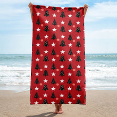 Shop Christmas Tree Holiday Pattern Beach Bath Towel, Towel, USA Boutique