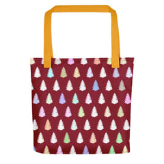 Christmas Tree Holiday Pattern Colorful and Burgundy Tote Shopper Bag Bags - Shopping bags A Moment Of Now Women’s Boutique Clothing Online Lifestyle Store