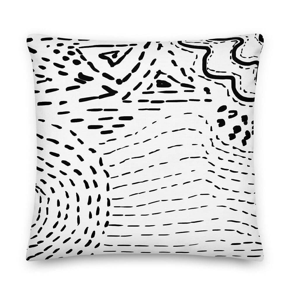 Claire Abstract Lines Art Decorative Throw Pillow Cushion - Black on White, Pillow, $ 71.50, A Moment Of Now™