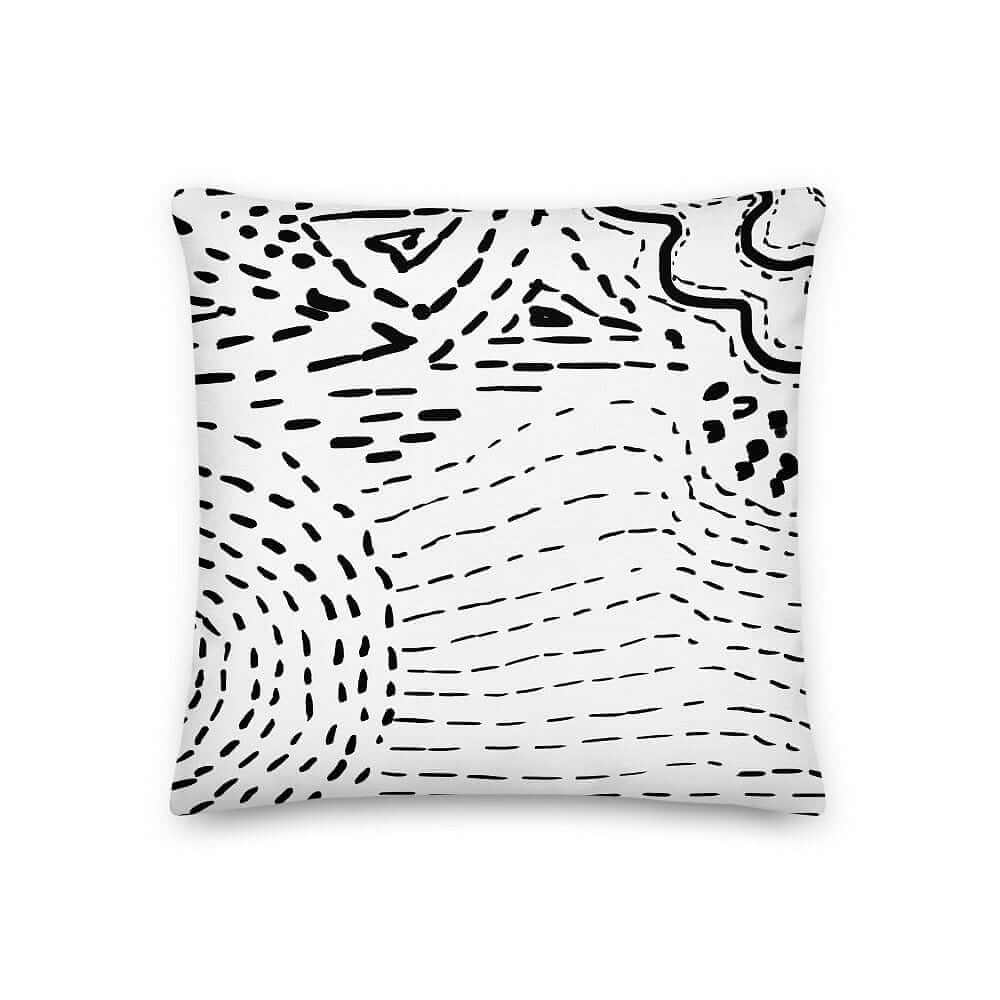 Claire Abstract Lines Art Decorative Throw Pillow Cushion - Black on White, Pillow, $ 64.50, A Moment Of Now™