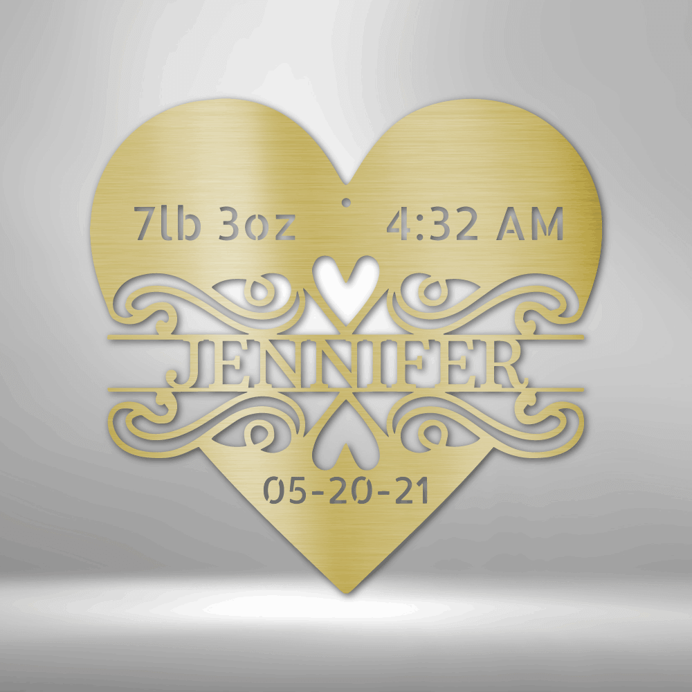 Custom Newborn Love Monogram Steel Metal Wall Decal, Metal Signs, $ 62.95, A Moment Of Now™