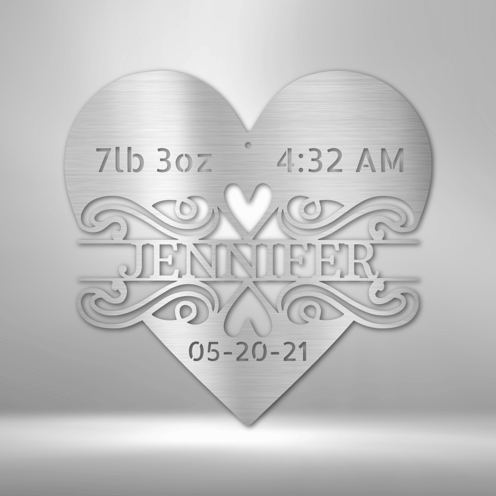 Custom Newborn Love Monogram Steel Metal Wall Decal, Metal Signs, $ 62.95, A Moment Of Now™
