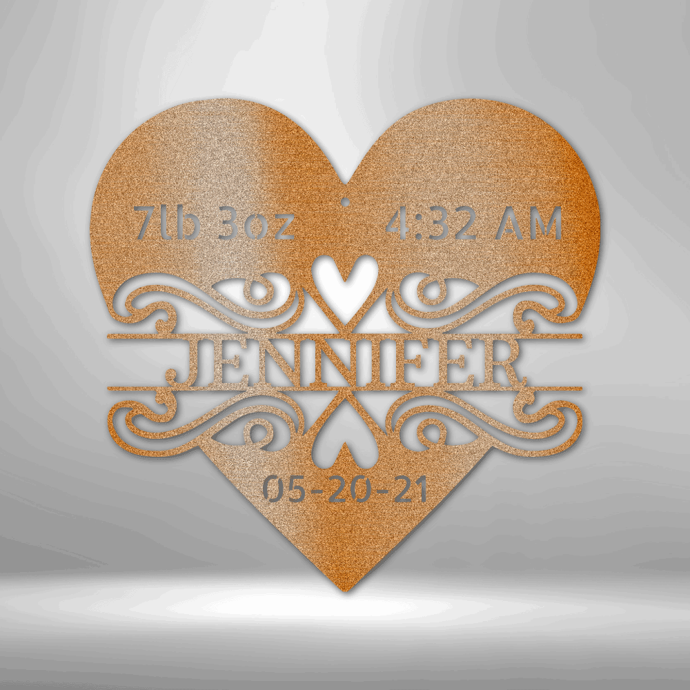 Custom Newborn Love Monogram Steel Metal Wall Decal, Metal Signs, $ 62.95, A Moment Of Now™