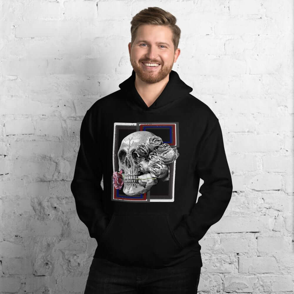 Deadly Love Skull Skeleton and Rose Hoodie | Gothic Fashion, Hoodies, $ 41.24, A Moment Of Now™