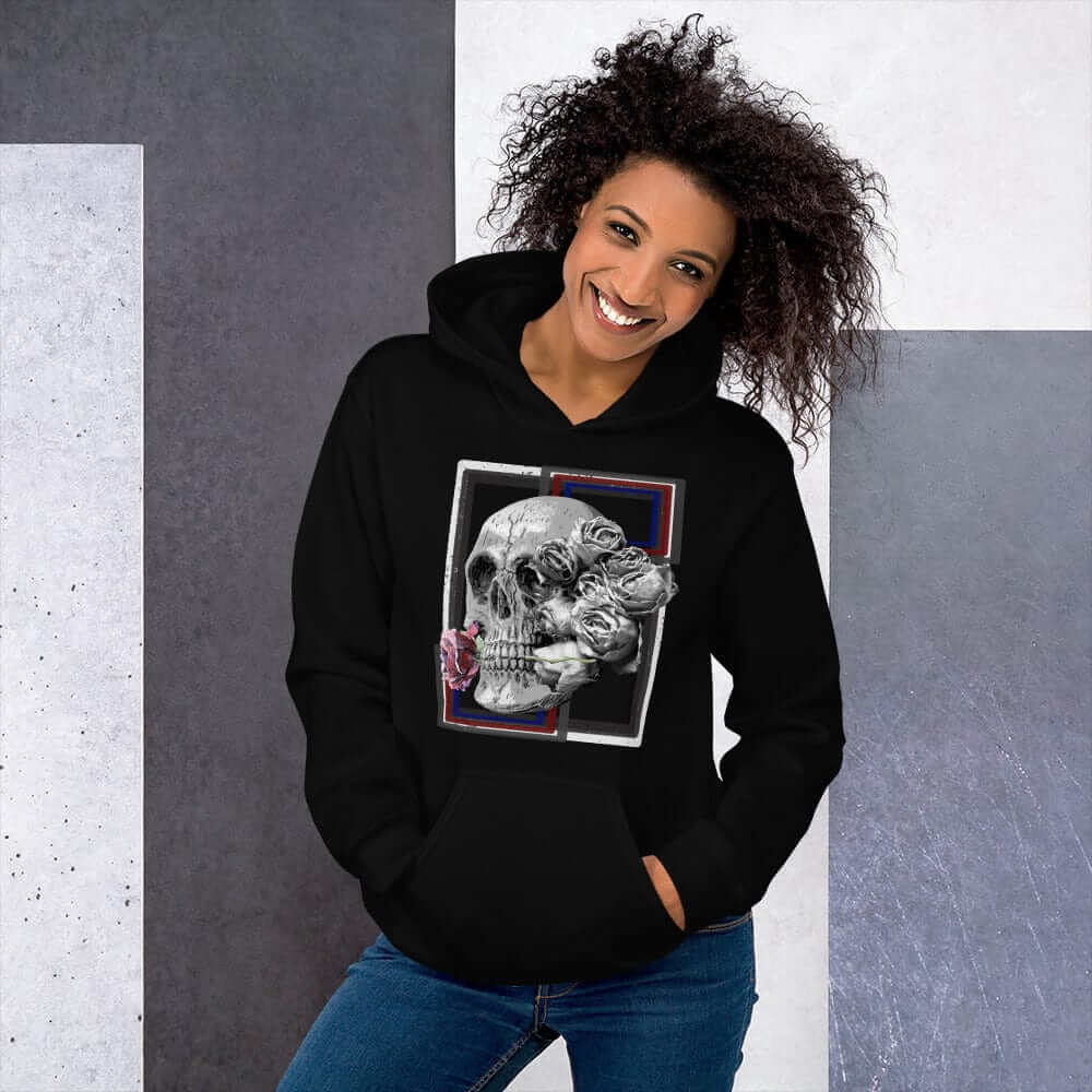 Deadly Love Skull Skeleton and Rose Hoodie | Gothic Fashion, Hoodies, $ 41.24, A Moment Of Now™