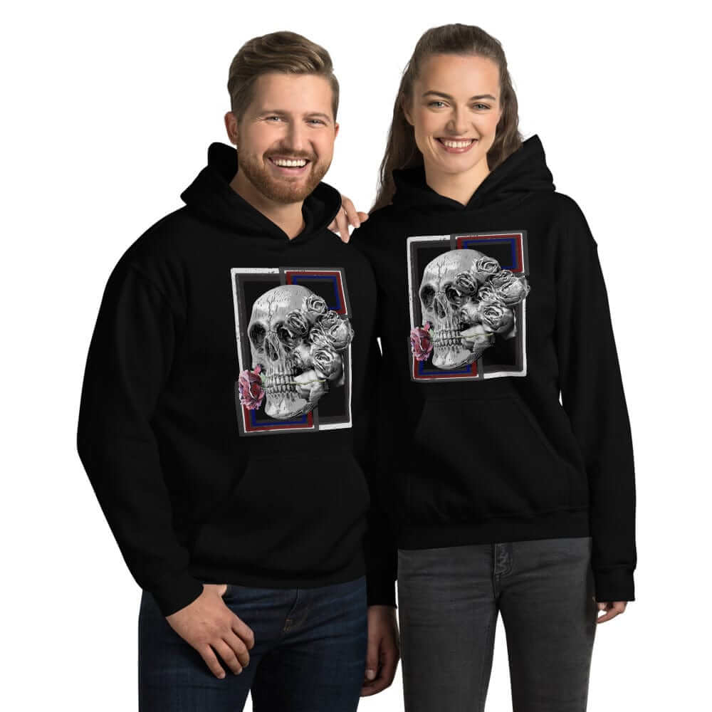 Deadly Love Skull Skeleton and Rose Hoodie | Gothic Fashion, Hoodies, $ 41.24, A Moment Of Now™