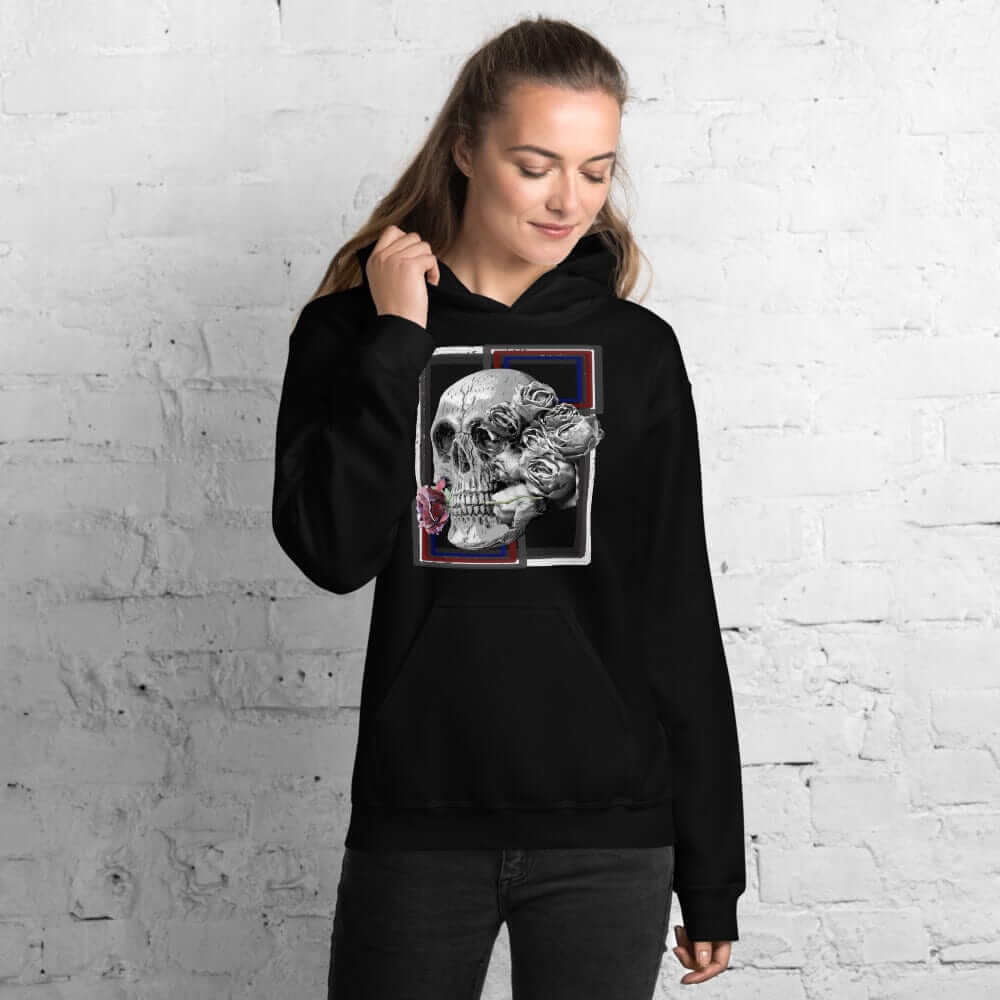 Deadly Love Skull Skeleton and Rose Hoodie | Gothic Fashion, Hoodies, $ 41.24, A Moment Of Now™