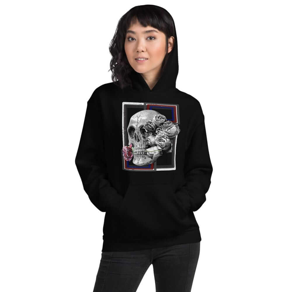 Deadly Love Skull Skeleton and Rose Hoodie | Gothic Fashion, Hoodies, $ 41.24, A Moment Of Now™