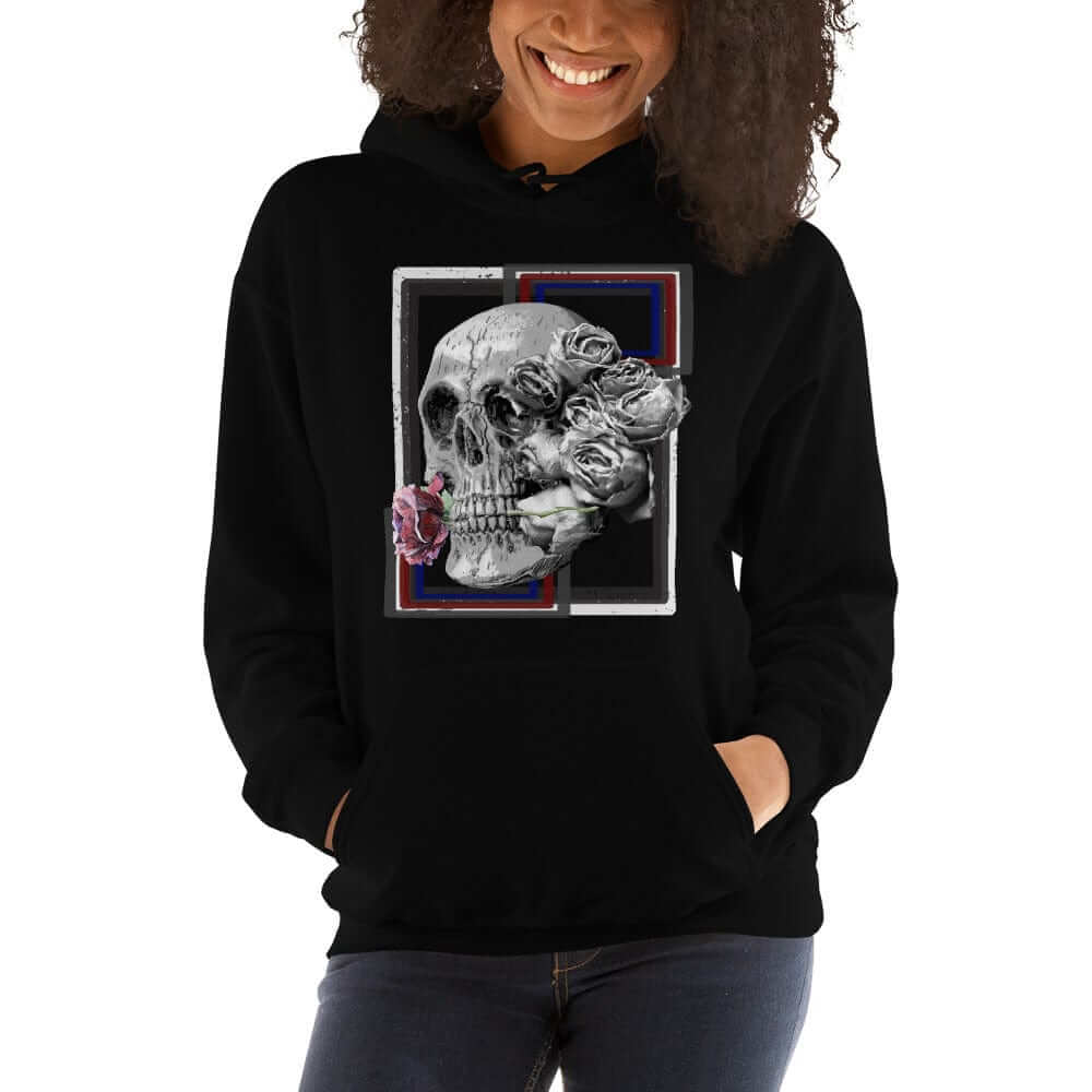 Deadly Love Skull Skeleton and Rose Hoodie | Gothic Fashion, Hoodies, $ 41.24, A Moment Of Now™
