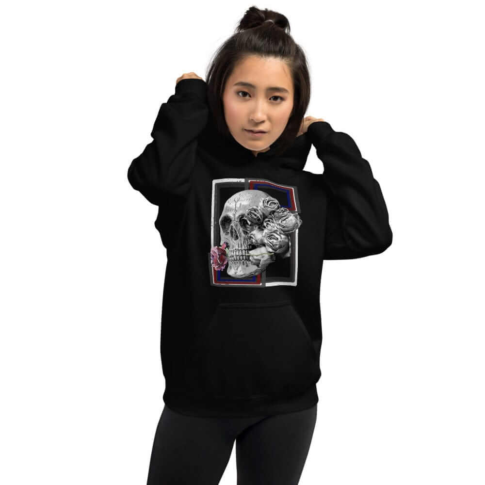 Deadly Love Skull Skeleton and Rose Hoodie | Gothic Fashion, Hoodies, $ 41.24, A Moment Of Now™