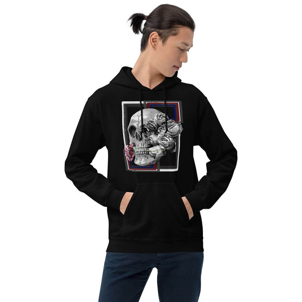 Deadly Love Skull Skeleton and Rose Hoodie | Gothic Fashion, Hoodies, $ 41.24, A Moment Of Now™
