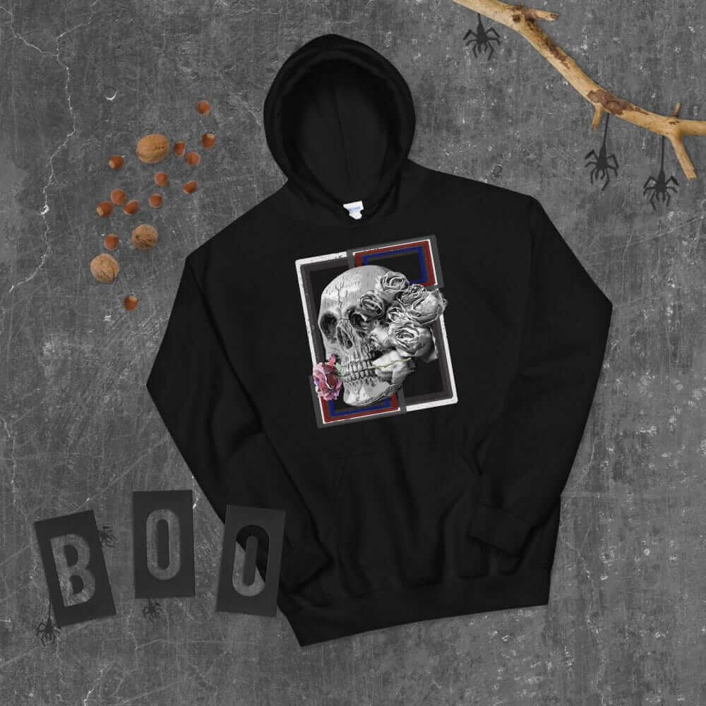 Deadly Love Skull Skeleton and Rose Hoodie | Gothic Fashion, Hoodies, $ 41.24, A Moment Of Now™