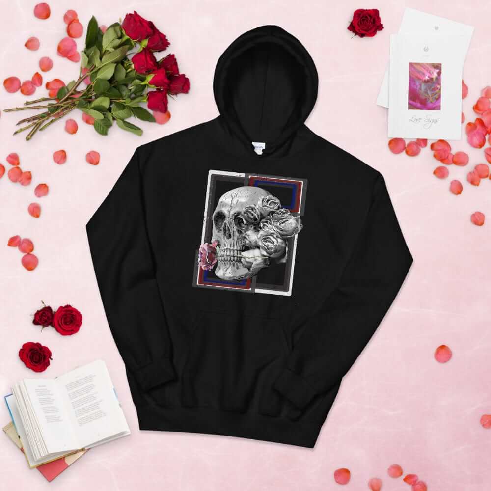 Deadly Love Skull Skeleton and Rose Hoodie | Gothic Fashion, Hoodies, $ 41.24, A Moment Of Now™