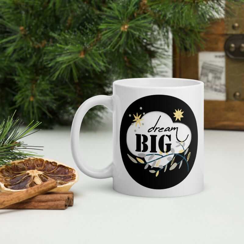 Dream Big Motivational Inspiration Quote Lifestyle White Glossy Coffee Tea Cup Mug, Mugs, $ 17.50, A Moment Of Now™