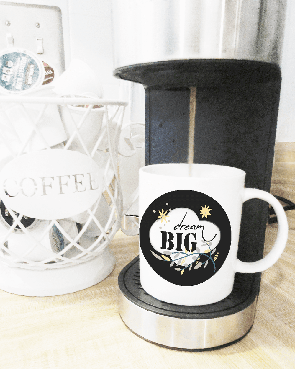 Dream Big Motivational Inspiration Quote Lifestyle White Glossy Coffee Tea Cup Mug, Mugs, $ 17.50, A Moment Of Now™