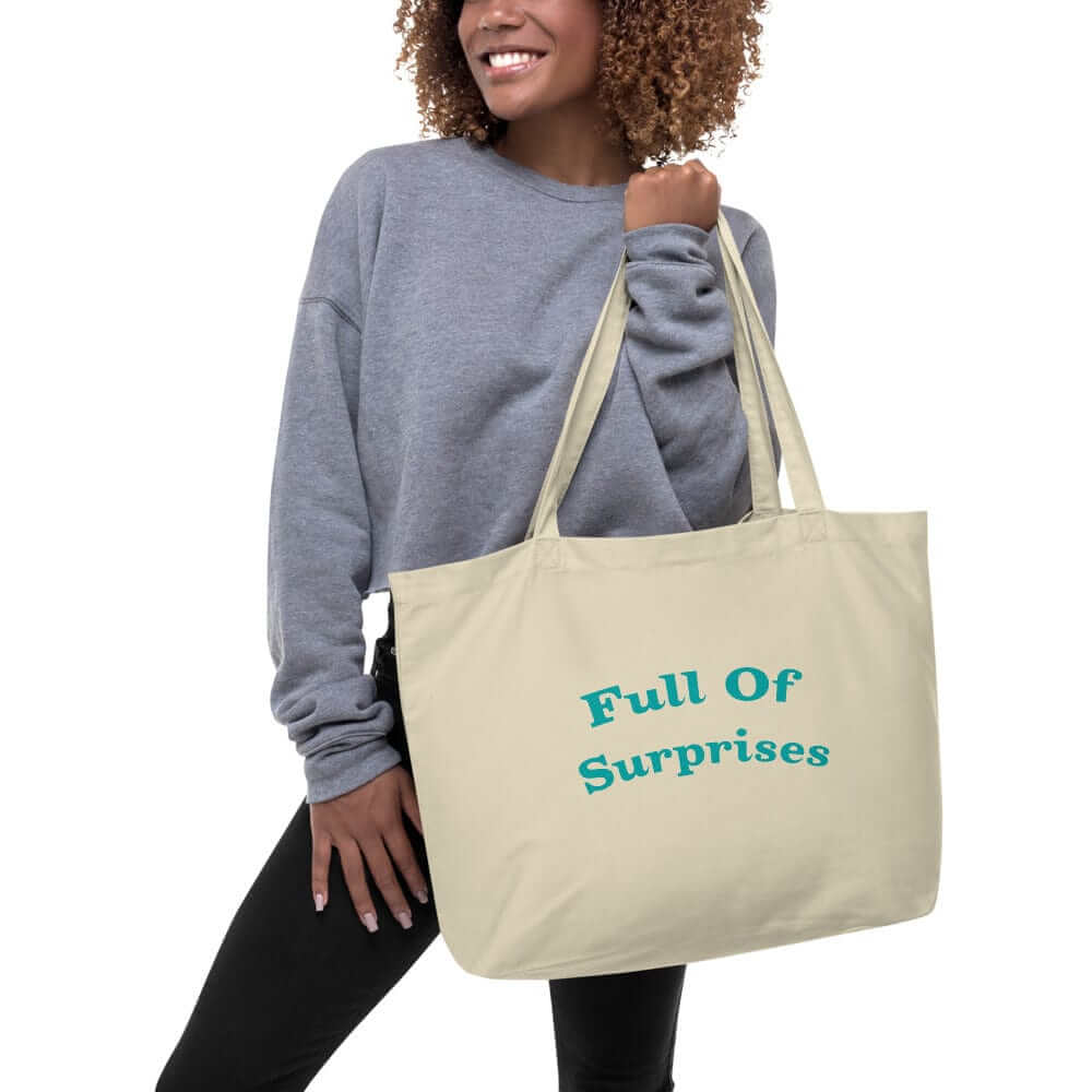 Full Of Surprises Lifestyle Statement Large Organic Tote Shopper Bag, Bags - Shopping bags, $ 39.50, A Moment Of Now™