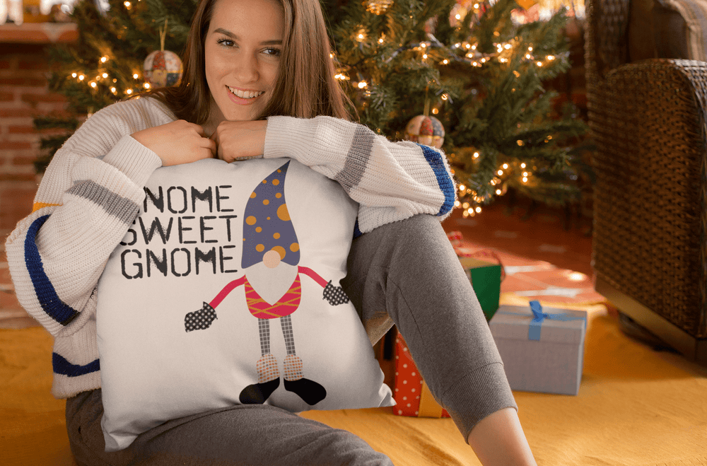 Gnome Sweet Gnome Christmas Holiday Decorative Throw Pillow Cushion, Throw Pillows, $ 45.00, A Moment Of Now™