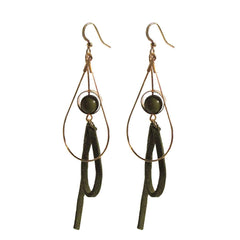 Gold-tone Green Leather Dangle Earrings with Beads Earrings A Moment Of Now Women’s Boutique Clothing Online Lifestyle Store