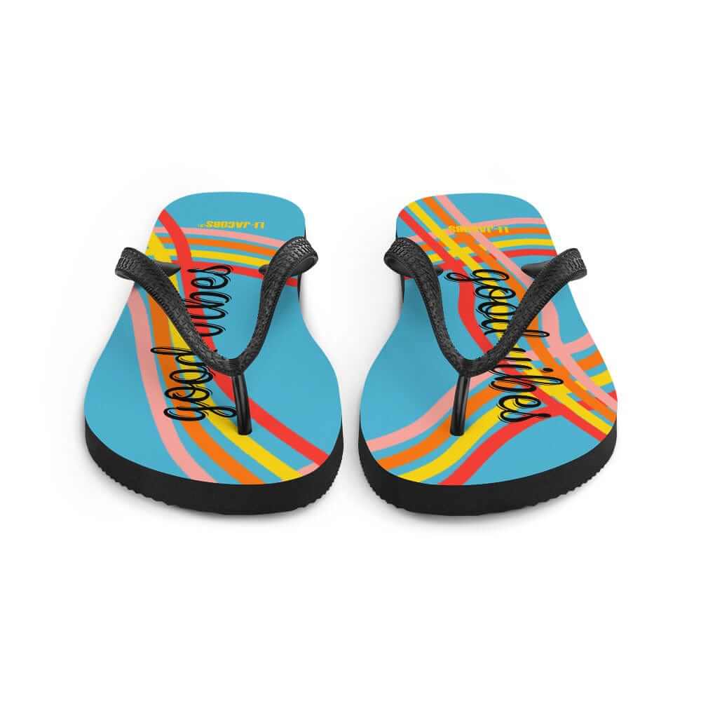 Good Vibes Waves Unisex Flip-Flops Sandals - Blue, Flip Flops, $ 30.95, A Moment Of Now™