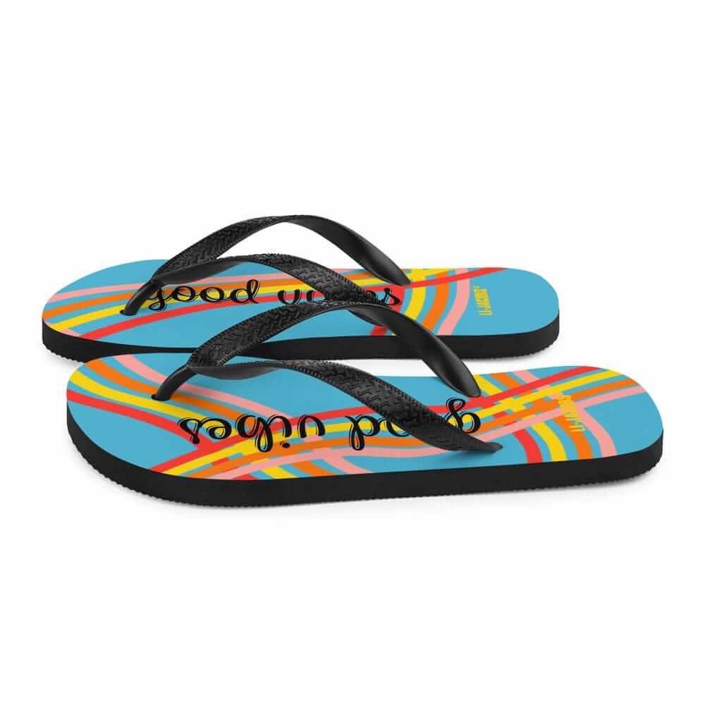 Good Vibes Waves Unisex Flip-Flops Sandals - Blue, Flip Flops, $ 30.95, A Moment Of Now™